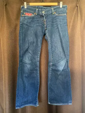 evisu 로우라이즈 청바지 핑크 택