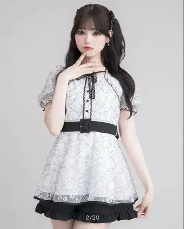 pium 레이스 케이프 프릴 셋업