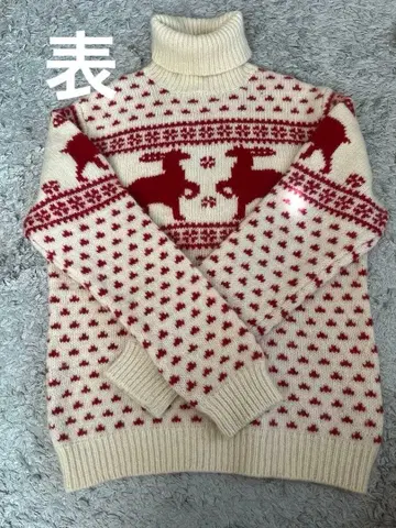 OUTDOOR 사슴 패턴 터틀넥 니트 L