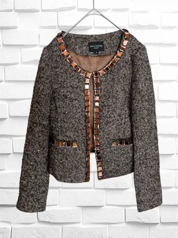 RayBEMES 노카라 트위드 자켓 브라운 계열