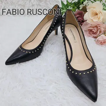 컨디션 최상 파비오 루스코니 천연 가죽 스틸레토 스터드 펌프스 22.5