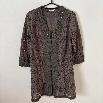 INGEBORG 카키 브라운 레이스 꽃무늬 원피스 셔츠