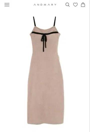 andmary Sugar knit ribbon dress 핑크 베이지