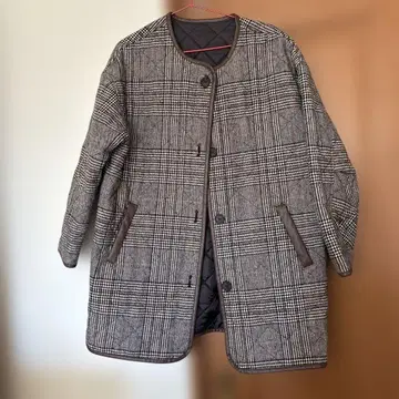 체크 무늬 퀼팅 자켓