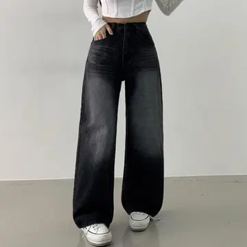 하이웨스트 와이드 데님 팬츠