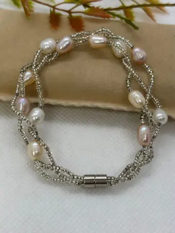 담수 진주 트위스트 디자인 팔찌 (1090)
