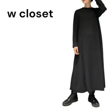 w closet 기모 리브 티셔츠 플레어 원피스 새상품 블랙