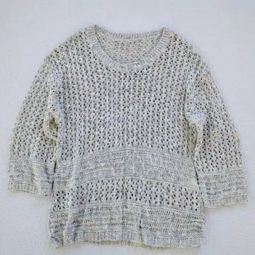 시스루 니트 메쉬 린넨 코튼 혼방 믹스 컬러 캐주얼