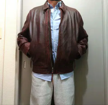 가죽 재킷(소가죽) L 사이즈 브라운