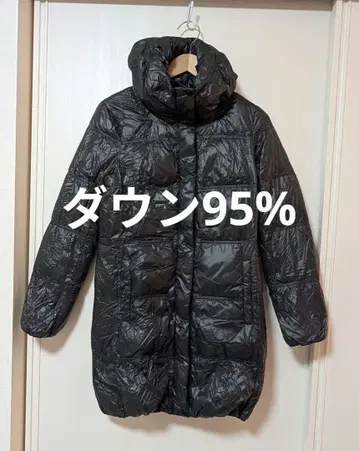 다운 95% 경량 롱 다운 자켓 블랙 603 로쿠마루산 볼륨 옷깃