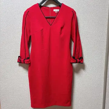 캘빈 클라인 [ M ] 레드 V넥 원피스 4