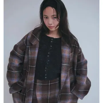 andequal 아우터 checked over jacket