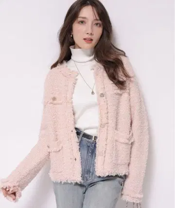[성숙/러블리] Apuweiser-riche 프린지 트위드 니트 자켓
