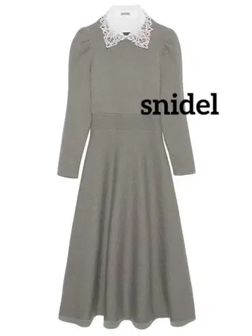 SNIDEL 화이트 레이스 컬러 니트 원피스 모카 F