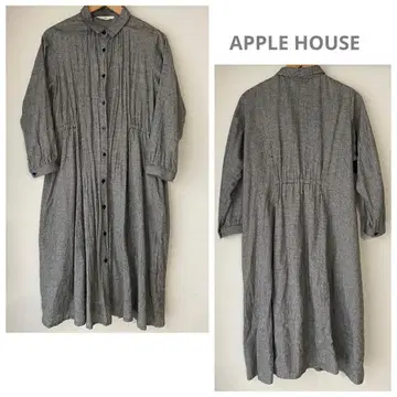 애플하우스 하운드투스 체크 패턴 원피스 셔츠 원피스 면린넨 일본제