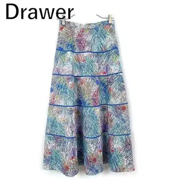 [새상품급] 드로어 Drawer 플레어 롱 스커트 패턴 레이스 컬러풀