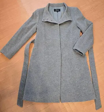 COMME CA ISM 그레이 롱 코트 허리 벨트 포함