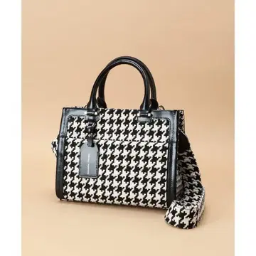 하운드 투스 패턴 핸드백