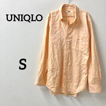 유니클로 코튼 긴팔 셔츠 오렌지 계열 S 사이즈