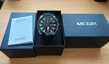 MEGIR 손목시계 블랙/레드