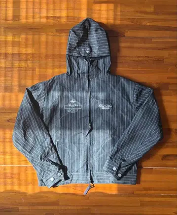 [세일] BADBLOOD Striped Denim Hoodie Black