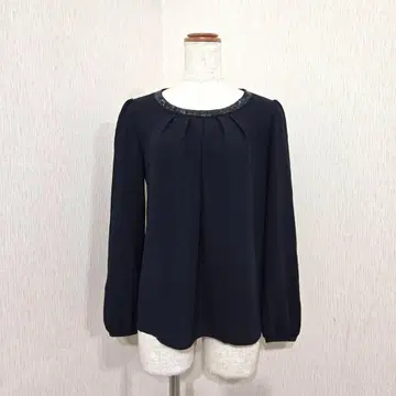 ANAYI 비쥬 스팽글 포함 긴팔 블라우스 일본제 네이비 (38)