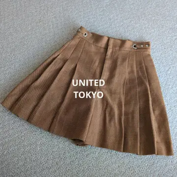 UNITED TOKYO 브라운 플리츠 스커트 사이즈 1