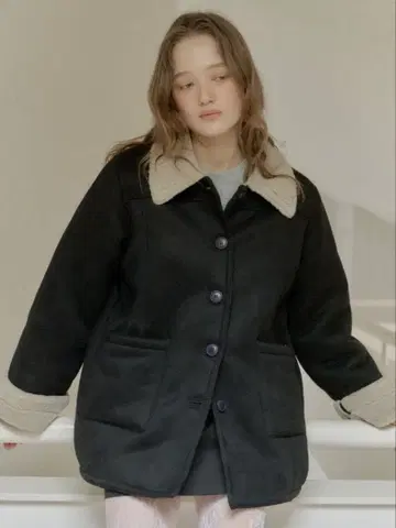 GIUNON 어저스터블 슬리브 무스탕 코트