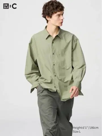 새상품급 UNIQLO:C 브로드 오버 사이즈 셔츠 L 올리브 유니클로 C