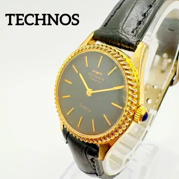 TECHNOS Sophia 작동 손목시계 여성용 골드 라운드 레어
