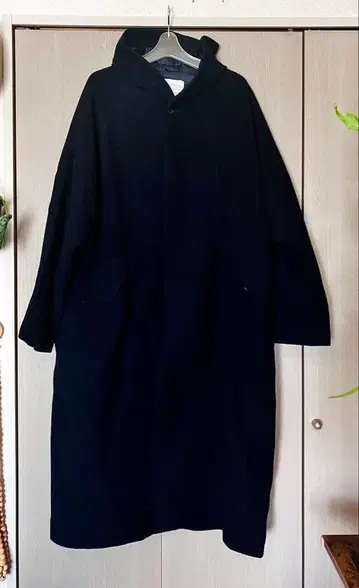 [ ONE fifth ] 후드 부착 네이비 롱 코트 L-XL 사이즈