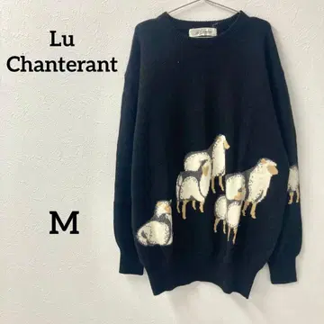 Lu Chanterant 양 패턴 울 니트 스웨터 블랙 일본제