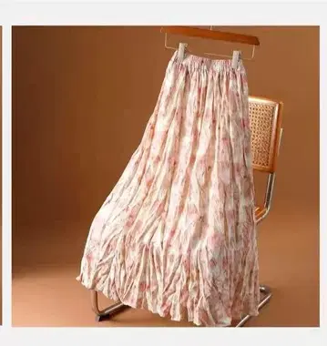 꽃무늬 플리츠 롱 스커트