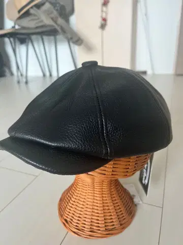 천연 가죽 레더 헌팅 캡 블랙 미사용 새상품 택 포함