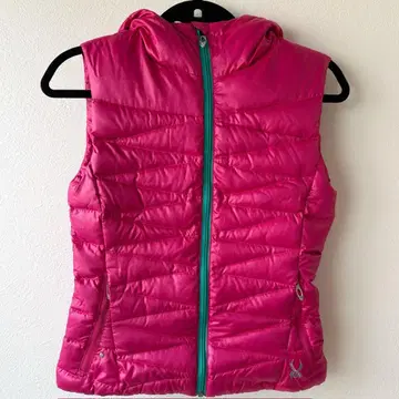 5중고 SPYDER 다운 베스트 핑크 XS 안감 라이트 블루 여성용