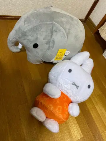 특대형 미피 봉제 인형과 코끼리 봉제 인형 세트