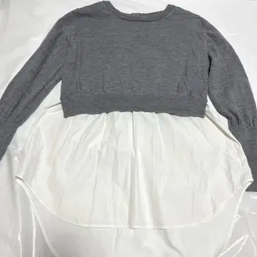 ADAWAS 레이어드 스타일 니트 울 스웨터 그레이