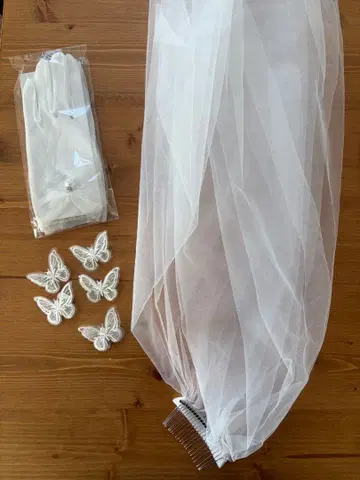 웨딩 베일 장갑 나비 장식 세트 귀걸이