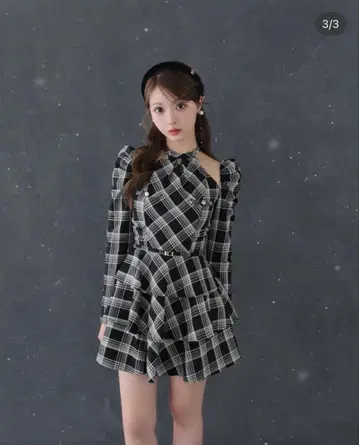 mmeeme Sleeve halter check mini onepiece