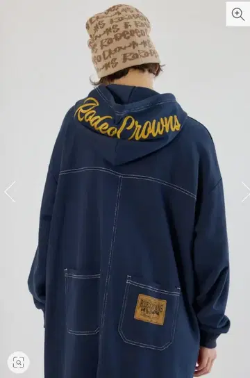 로데오 크라운 RCS 컬러 스티치 후드티 원피스 네이비