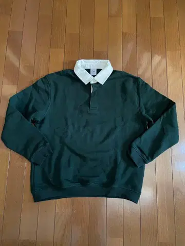 ZARA 피케 셔츠 카라 부착 트레이닝복 긴팔 그린 M 사이즈