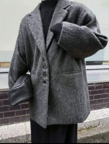 SELECT MOCA 샤기 루즈 자켓 코트 차콜 그레이