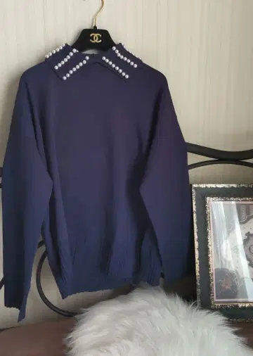 새상품 MUVEIL 펄 카라 풀오버 니트