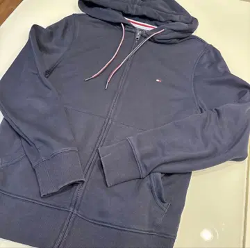 타미힐피거 네이비 풀 집업 후드티