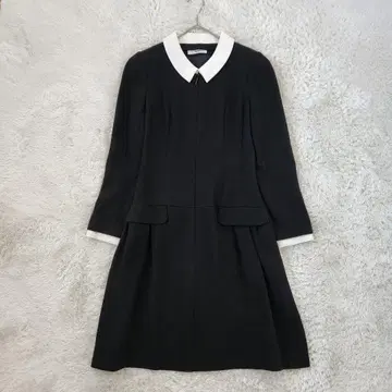 새상품급 Rene 르네 화이트 카라 긴팔 원피스 34 블랙