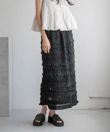 택 포함 LOWRYS FARM 프릴 레이스 타이트 스커트 로리즈팜