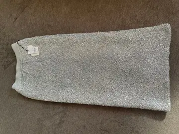 nounles 실버 라메 슬릿 타이트 스커트