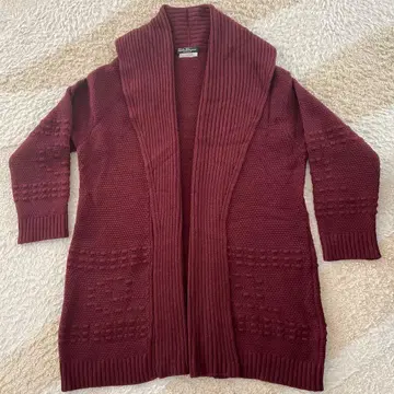 페라가모 버건디 니트 롱 가디건