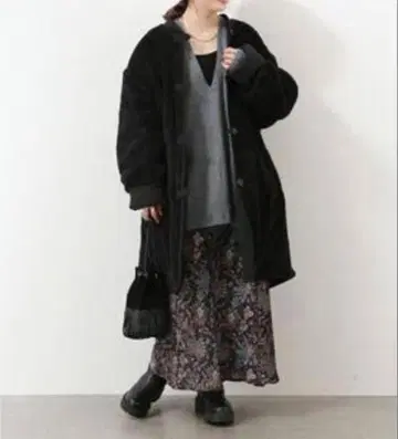 리버서블 코트 ARMY TWILL 프리 사이즈 블랙