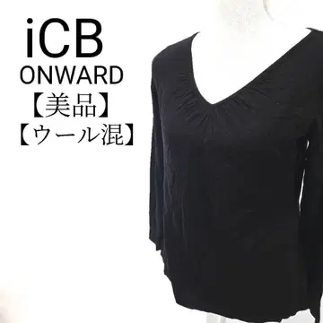 [ 새상품급 ] iCB 울, 캐시미어 혼방 긴팔 슬릿 V넥 개더 상의